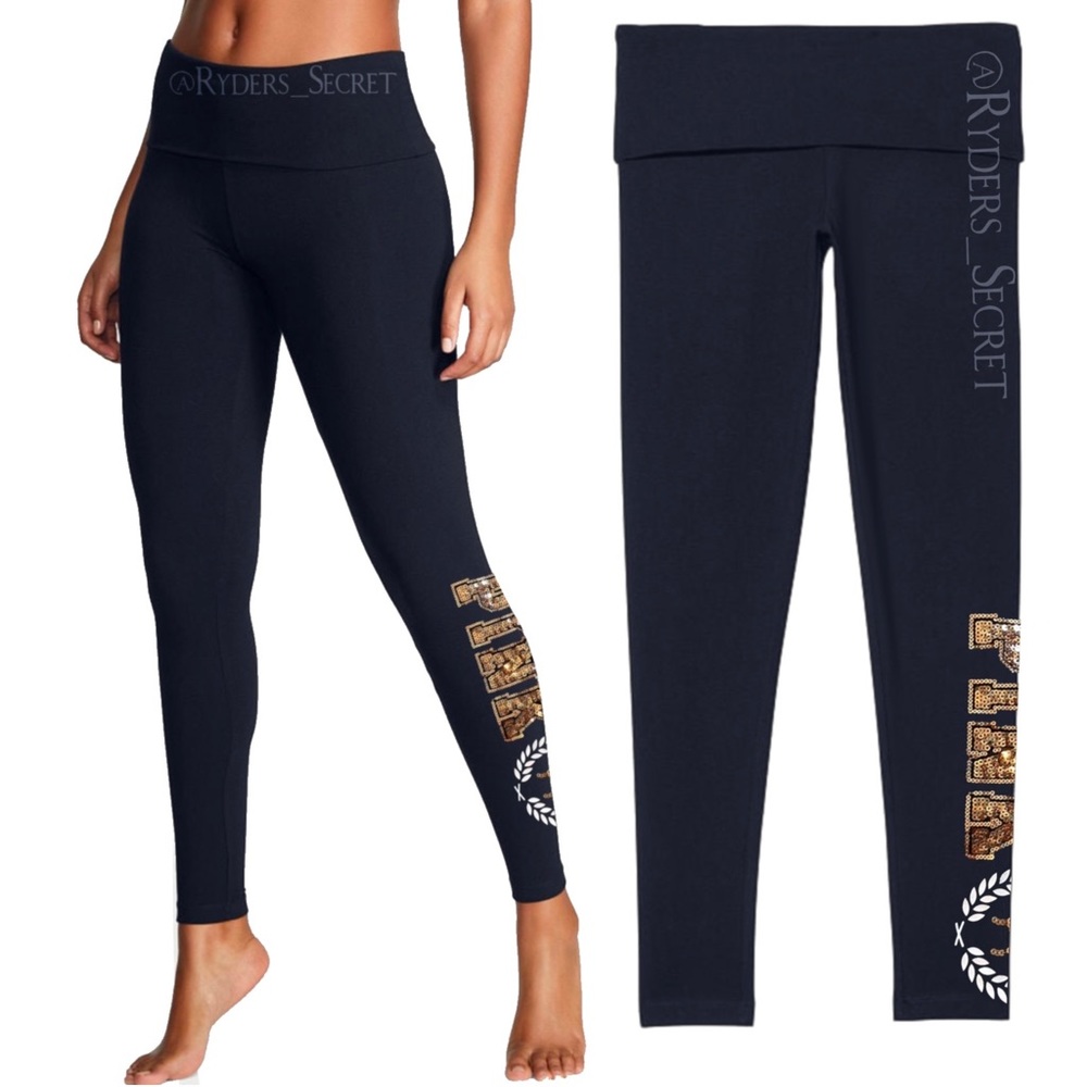 Victoria’s Secret PINK Sequin Logo Dark Grey Yoga Leggings SMALL